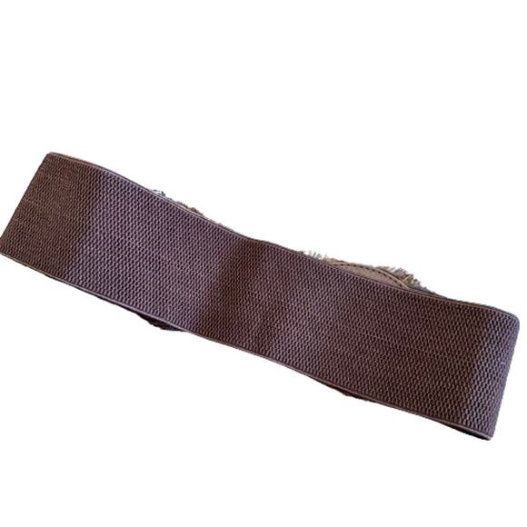 Colorful Peacock Feather Brown Stretchy Belt - Picture 5 of 7